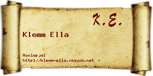 Klemm Ella névjegykártya
